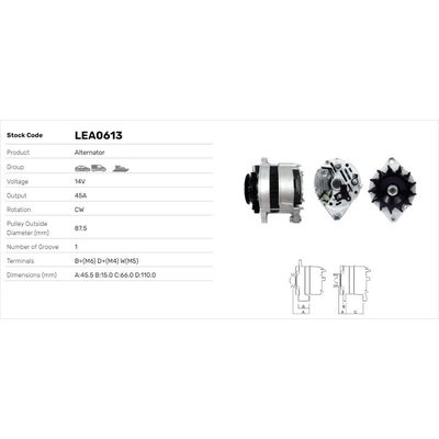 Alternatör  LUCAS ELEKTRIK LEA0613