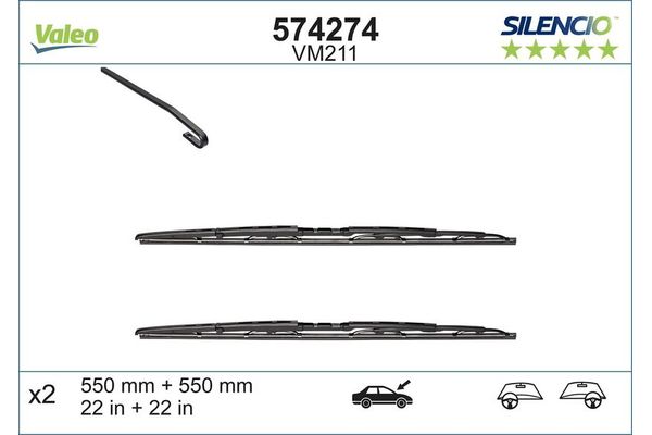 Silecek Süpürgesi Ön  550/550 mm - 22/22 inç Audi A4 Sedan (8E)(04.2003->)  VALEO 574274