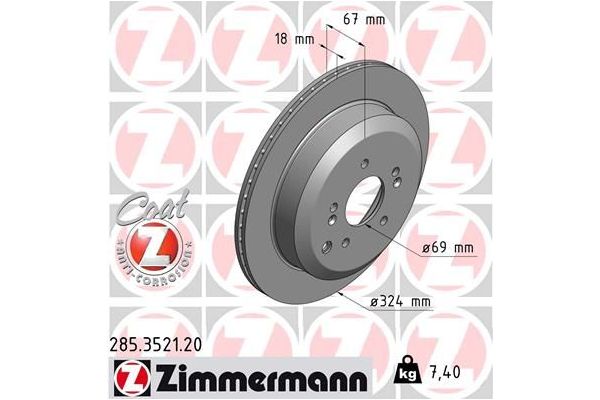 Fren Disk Ayna Arka Sağ ve Sol ZIMMERMANN 285.3521.20