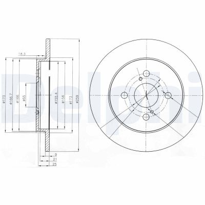 Fren Disk Ayna Arka Sağ ve Sol Toyota Yaris (KSP9/SCP9/NLP9)(2006->)  DELPHI BG4055