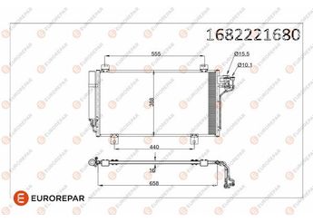 Klima Radyatörü  EUROREPAR 1682221680  1682221680 BJS861480 GHR161480 GHR161480A GHR161480B