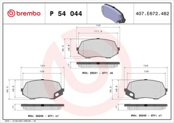 Fren Disk Balata Ön veya Arka BREMBO P 54 044  MK449107 MK529989 QY004000 MK528945 MK529355 MK529908 MK529948