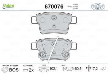 Fren Disk Balata Arka VALEO 670076  PW891182 PC351641 PC-351641 PW89-1182