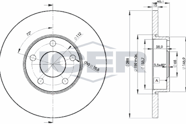 Fren Disk Ayna Ön Sağ ve Sol Audi A6 Avant (C4)(06.1994->)  OPTIMAL BS-3270