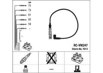 Buji Kablosu  NGK 7013  71905409C 071 905 409 C 71905409G 071 905 409 G 71905409J 071 905 409 J