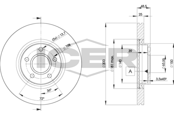 Fren Disk Ayna Ön Sağ ve Sol Ford Kuga (CBV)(2008->)  MAGNETI MARELLI 360704009100