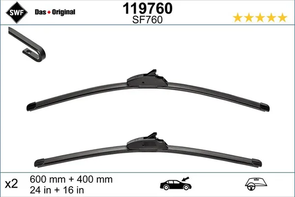 Silecek Süpürgesi Ön  600/400 mm - 24/16 inç Renault Megane IV Sedan (07.2016->)  SILBAK SH2416