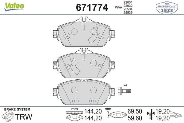 Fren Disk Balata Ön Mercedes GLA -Serisi (BM 156)(03.2014->)  VALEO 671774