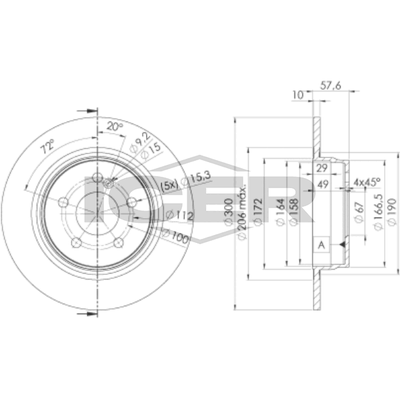Fren Disk Ayna Arka Sağ ve Sol Mercedes C -Serisi Coupe (BM 204)(03.2011->)  AP M2057PR