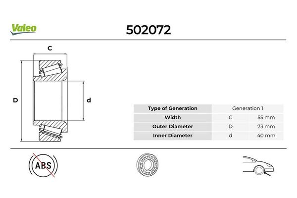 Teker Rulmanı Ön Sağ veya Sol Iveco Daily Kargo Aracı  (Sommer)(2006->)  VALEO 502072
