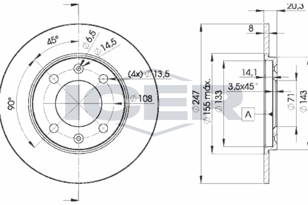 Fren Disk Ayna Arka Sağ ve Sol Peugeot 309 (02.1986->)  PSA ORJINAL 4246.H0