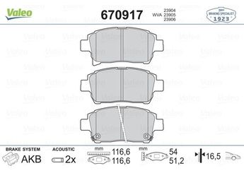 Fren Disk Balata Ön VALEO 670917  446513050 446513020 WVA23510 446547050 04465-47050 446552100 04465-52100 44650D030 044650D030 44650D020 04465-0D020