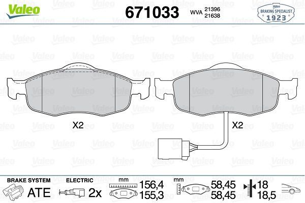 Fren Disk Balata Ön Ford Cougar (MC)(1998->)  VALEO 671033
