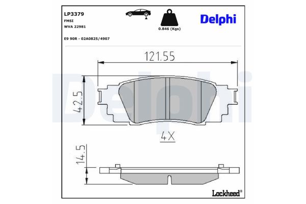 Fren Disk Balata Arka Toyota C-HR (X10)(10.2016->)  DELPHI LP3379