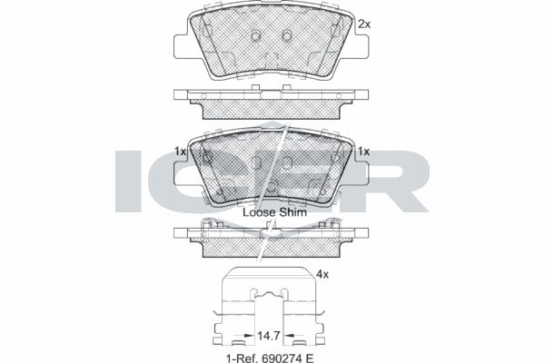 Fren Disk Balata Arka Hyundai i10 (IA)(10.2013->)  CARRINGO 55075
