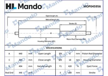Bagaj Amortisörü Sağ veya Sol MANDO MOP045956  MOP045956 71743352 71743353 8185079J00 8185079J02 8186079J00 8186079J01 8186079J02