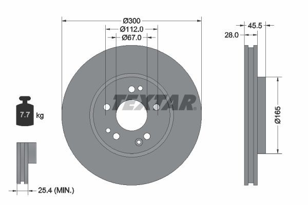 Fren Disk Ayna Ön Sağ ve Sol Mercedes SL Roadster (BM 129)(04.1993->)  TEXTAR 92057900