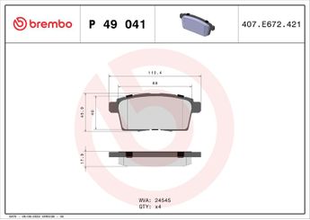 Fren Disk Balata Arka BREMBO P 49 041  L2Y82643ZA 7T412200AA 7T4Z2200A 7T4Z2V200AA 7U2J2C453AA 8T4Z2200A 7T4Z2V200A EHY42643Z EHY42648Z EHY52643ZA L2Y62643Z L2Y62648Z L2Y72643Z L2Y72643ZA L2Y72643ZB L2Y72648ZA L2Y82643ZB L2Y62649Z L2Y72648Z