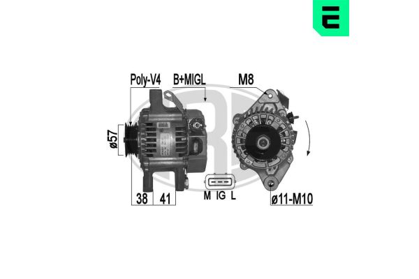 Alternatör  Toyota Yaris (NCP1/NLP1/SCP1)(1999->)  ERA 209394A
