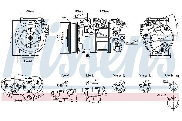 Klima Kompresörü  Renault Megane III HB (10.2008->)  NISSENS 891017
