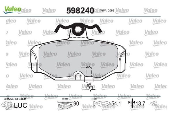 Fren Disk Balata Arka Ford Sierra 4/5 Kapı (1982->)  VALEO 598240