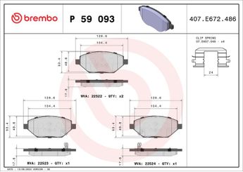 Fren Disk Balata Ön BREMBO P 59 093  42439339 42349238 42357463 1605325 42349236 42364987