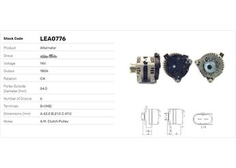 Alternatör  LUCAS ELEKTRIK LEA0776  LR001200 6G9N10300YC 36000223 8697585 6G9N-10300-YC 6GN910300YC