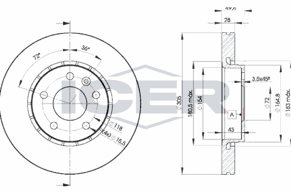 Fren Disk Ayna Ön Sağ ve Sol Nissan Primastar (X83)(09.2002->)  VALEO 497004
