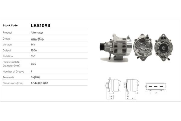 Alternatör  Land Rover Discovery (LT)(01.1999->)  LUCAS ELEKTRIK LEA1093