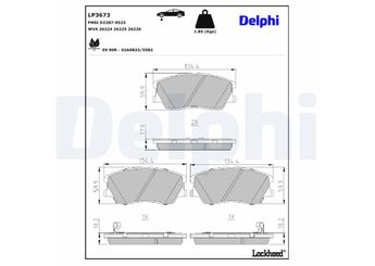 Fren Disk Balata Ön DELPHI LP3673  LP3673 58101J2A10 58101K0A10