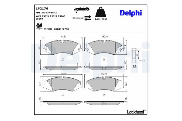 Fren Disk Balata Ön Land Rover Range Rover Sport (01.2005->)  DELPHI LP2176