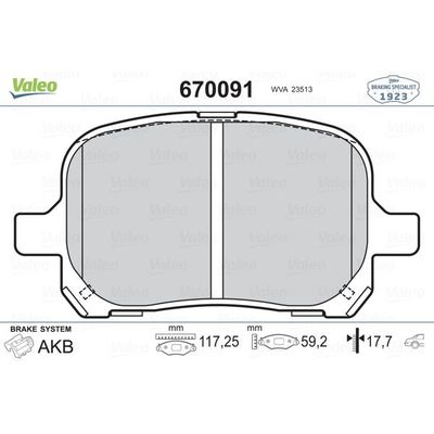 Fren Disk Balata Ön Toyota Previa (R30)(2000->)  VALEO 670091