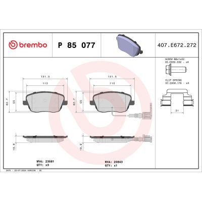 Fren Disk Balata Ön BREMBO P 85 077