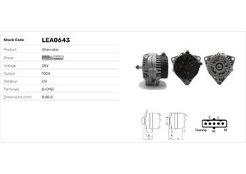 Alternatör  LUCAS ELEKTRIK LEA0643  51261017232 51.26101-7232 51261017234 51.26101-7234 51261017242 51.26101-7242 51261017247 51.26101-7247 51261017265 51.26101-7265 51261017223 51261017226 51261017230 51261019265