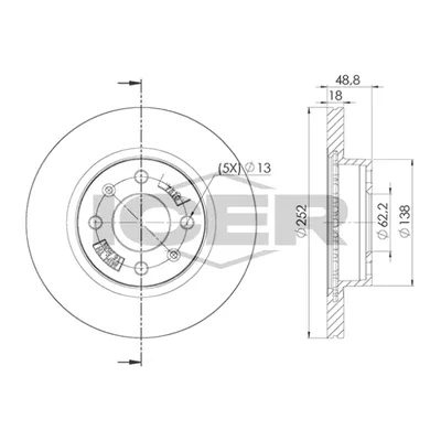 Fren Disk Ayna Ön Sağ ve Sol Kia Picanto (SA)(2004->)  RECOVER 5784