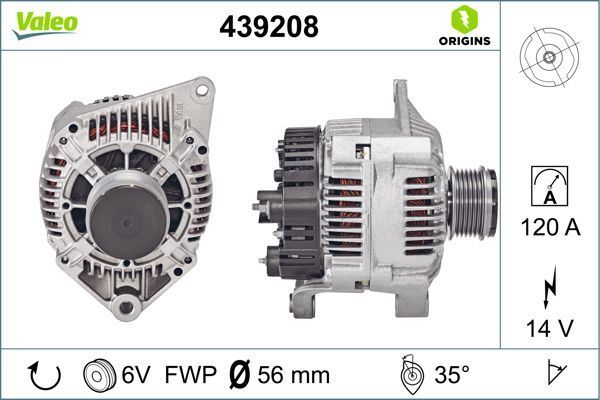 Alternatör  Renault Laguna (B56)(04.1998->)  VALEO 439208