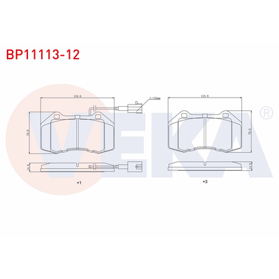 Fren Disk Balata Ön Abarth Grande Punto (199)(2008->)  VEKA BP11113-12