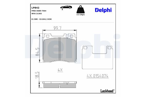 Fren Disk Balata Ön Mercedes S -Serisi Sedan (BM 140)(10.1990->)  DELPHI LP842
