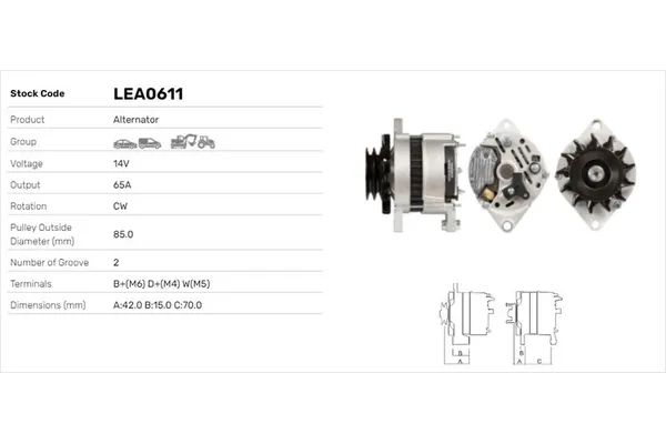 Alternatör  LUCAS ELEKTRIK LEA0611