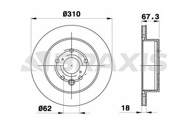 Fren Disk Ayna Arka Sağ ve Sol Lexus GS (GS/US/WS19)(2005->)  BRAXIS AE0558