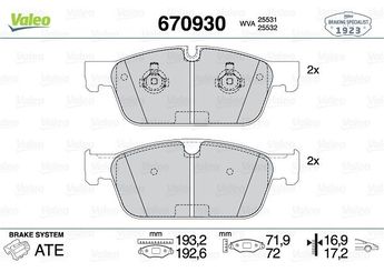 Fren Disk Balata Ön VALEO 670930  64203720 4201205 0004201205 0064203720 74200920 0074200920 A0064203720 A0074200920