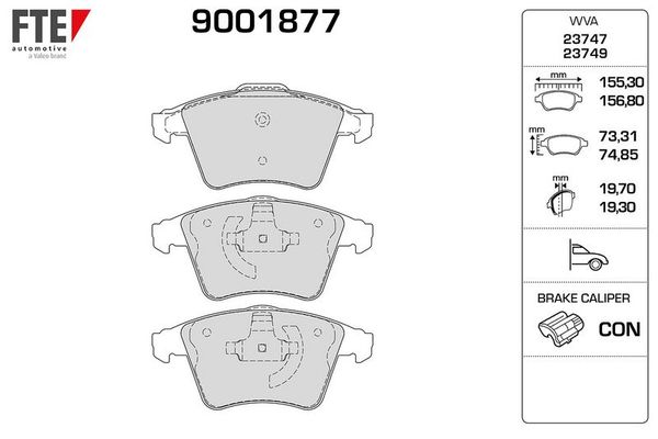 Fren Disk Balata Ön Volkswagen T6 Transporter P.Van/Minibüs (SG)(04.2015->2019)  FTE 9001877