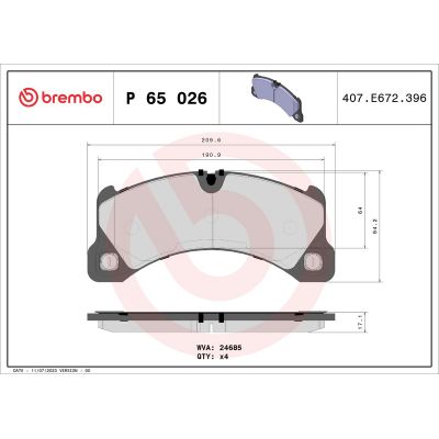 Fren Disk Balata Ön BREMBO P 65 026