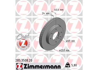 Fren Disk Ayna Ön Sağ ve Sol ZIMMERMANN 285.3508.20  5171217000 517122D300 517122D310 51712-2D300 51712-2D310 517122D370 51712-2D370 5171238100 517122F000 51712-2F000
