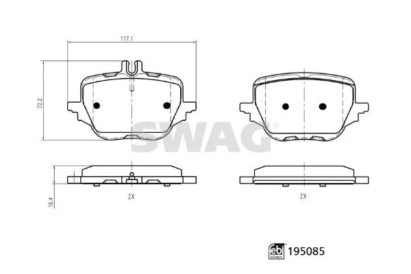 Fren Disk Balata Arka Mercedes S -Serisi Sedan (BM 223)(09.2020->)  SWAG 33 11 1860