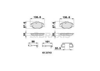 Fren Disk Balata Ön BRAXIS AB0073  A0034209920 34206520 0034206520 34209920 0034209920 44208720 0044208720 A0034206520 A0044208720