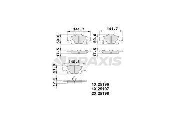 Fren Disk Balata Arka BRAXIS AB0490  68052386AA 68052 386AA