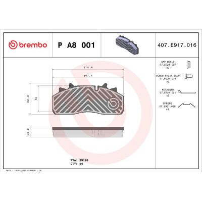Fren Disk Balata Ön BREMBO P A8 001