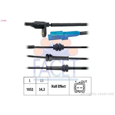 Abs Sensörü Ön Sağ veya Sol Citroen C4 Cactus (2014) / C4 Cactus Makyajlı (2018)  FACET 21.0025