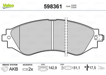 Fren Disk Balata Ön VALEO 598361  96253383 9625 3383 96446742 96496765 9649 6765 96245178 96253367 96253382 96349059 9634 9059 96495164 9649 5164 96843089 9684 3089